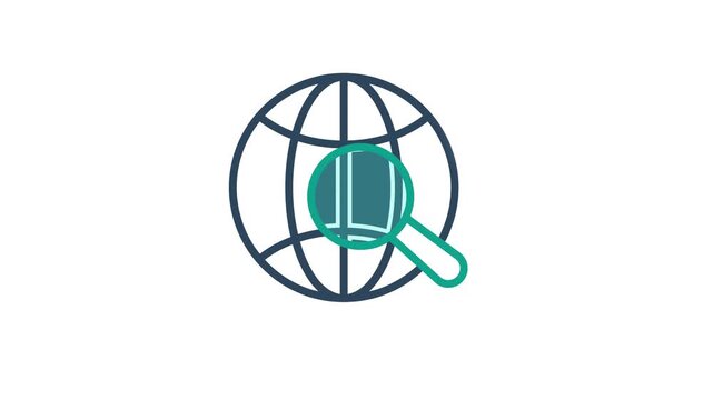 Search icon animation. animation icon related to global search. Suitable for site web, app, UI, user interfaces, provide visual feedback and more. Alpha channel