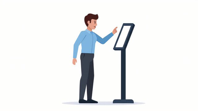 Businessman Interacting with Digital Kiosk