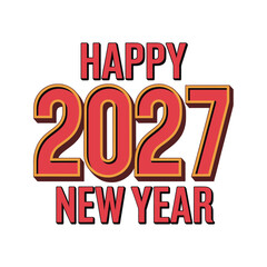 Happy New Year 2027 Celebration Design Retro Frame and Bold Typography