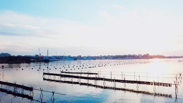 Taranto, Italy, city view, harbor, industrial city, sea city, mussel culture, Ilva factory, panorama, landscape, aerial shot, travel, travelling, vacation, holiday, tourist, tourism, high angle, cinem