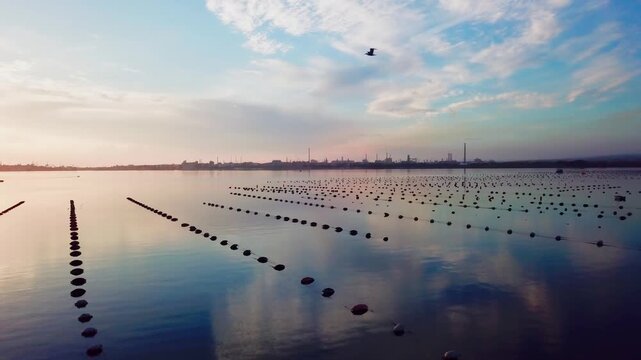 Taranto, Italy, city view, harbor, industrial city, sea city, mussel culture, Ilva factory, panorama, landscape, aerial shot, travel, travelling, vacation, holiday, tourist, tourism, high angle, cinem