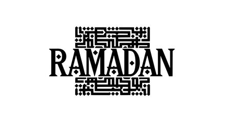 Obraz premium RAMADAN lettering designed in Traditional Kufic-Style with square English letters vector