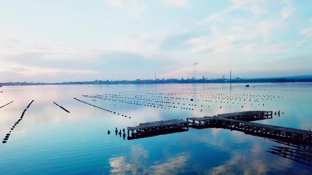 Taranto, Italy, city view, harbor, industrial city, sea city, mussel culture, Ilva factory, panorama, landscape, aerial shot, travel, travelling, vacation, holiday, tourist, tourism, high angle, cinem