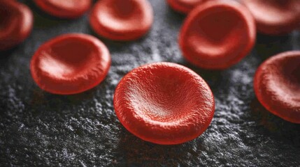 Close-up of red blood cells in a dark background, representing the circulatory system and life