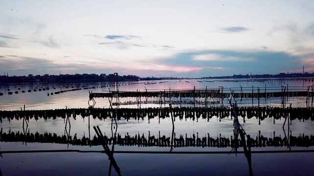 Taranto, Italy, city view, harbor, industrial city, sea city, mussel culture, Ilva factory, panorama, landscape, aerial shot, travel, travelling, vacation, holiday, tourist, tourism, high angle, cinem