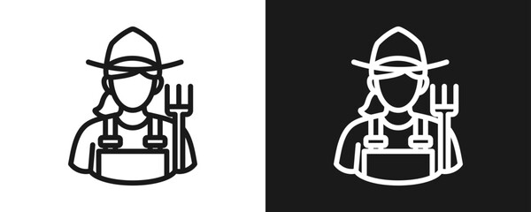 Fototapeta premium Farmer Icon Set Outline In White And Black Background