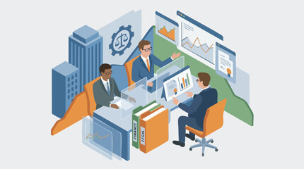 Obraz premium Business professionals working at office desk.