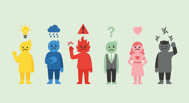 Diverse People Expressing Various Emotions and Thoughts.