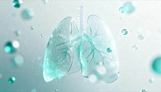 Abstract lung health concept with translucent light particles for world tuberculosis day