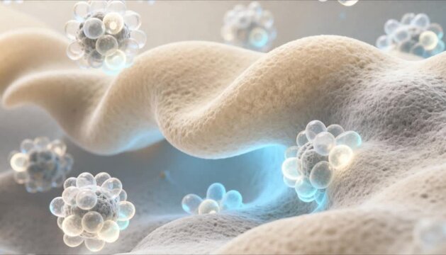 Abstract microbiology visualization of soft glowing bacteria for world tuberculosis day