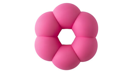 Soft pink geometric cushion with hexagonal cutouts isolated on transparent background