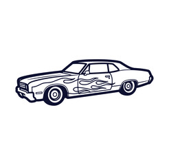 Fototapeta premium Vector illustration of a classic hot rod car with flames on the side detailed design