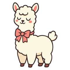 Obraz premium cute alpaca farm animal flat color vector illustration template design