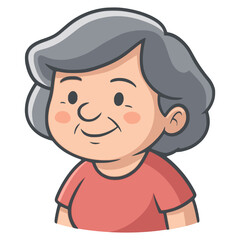Obraz premium cartoon old lady face profile avatar flat color vector illustration template design