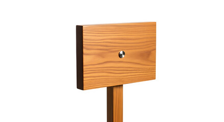 Rustic wooden signpost with metal fastener isolated on transparent background