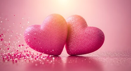 Obraz premium Valentine's day concept with shimmering double heart symbolizing love and affection on romantic occasion