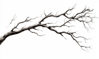Artistic representation of a dead tree branch devoid of leaves.