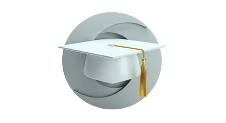 3D Render of Graduation Cap with Gold Tassel