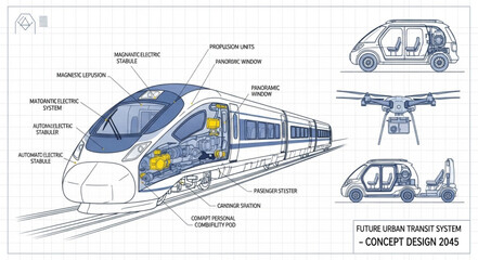 High Speed Train Concept Design Blueprint. © ambon
