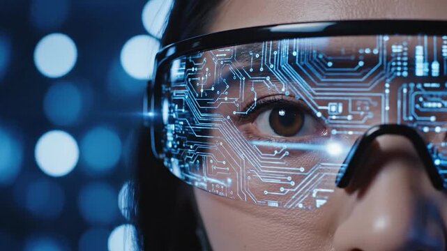 Futuristic headset augmented reality display digital circuitry