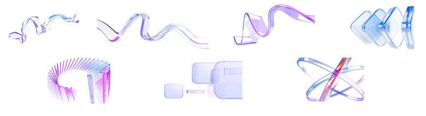 a visually striking 3d render showcasing abstract glass and liquid forms with vibrant blue and purple gradients flowing dynamically.