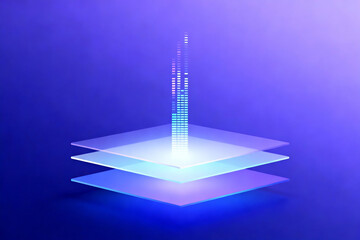 Abstract data platform concept with glowing holographic server layers