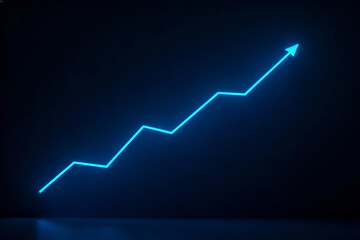 Glowing upward growth arrow chart on dark background