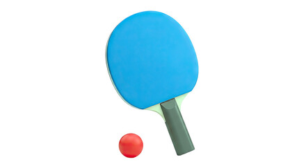 Blue Ping Pong Paddle and Red Ball