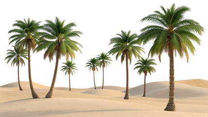  Tropical oasis with palm trees set isolated on transparent background