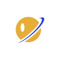 Gold Planet Orbit Blue Ring Space Logo © Paulus