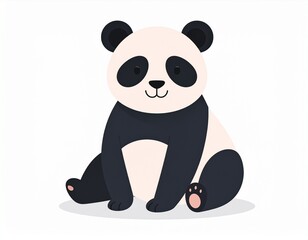 Obraz premium Adorable cartoon panda bear sitting and looking at the viewer with a friendly expression.