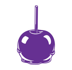 Fototapeta premium Purple candy apple on stick sweet treat illustration