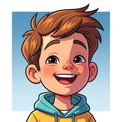 Obraz premium Cartoon Boy Portrait - Cheerful Expression and Vibrant Colors.