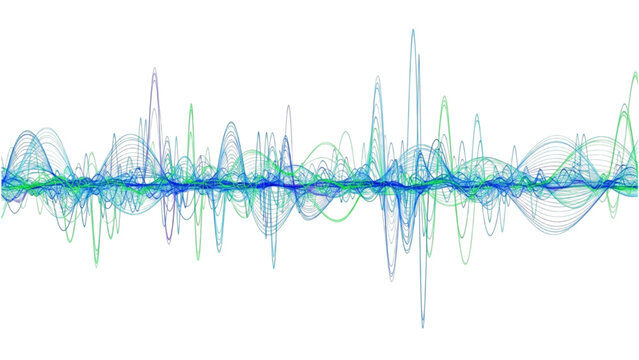 Abstract Sound Waveform Visualization in Blue and Green Hues