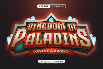 Text effect editable kingdom of paladins 3d gaming cartoon font style