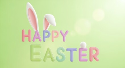 Easter greeting with bunny ears and colorful letters