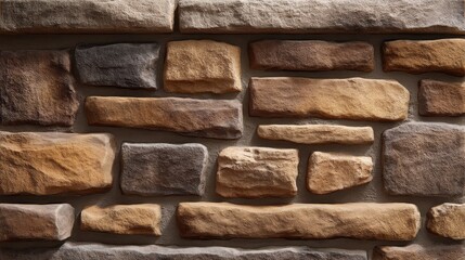 Obraz premium Natural Stone Wall Texture with Warm Tones and Varied Shapes for Interior and Exterior Design Projects or Architectural Backgrounds