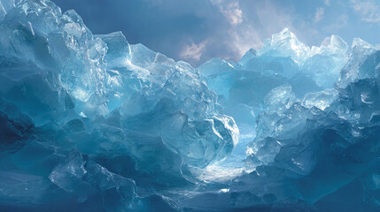 Fototapeta premium Glacial ice formation with a blue hue, showcasing the wonders of nature