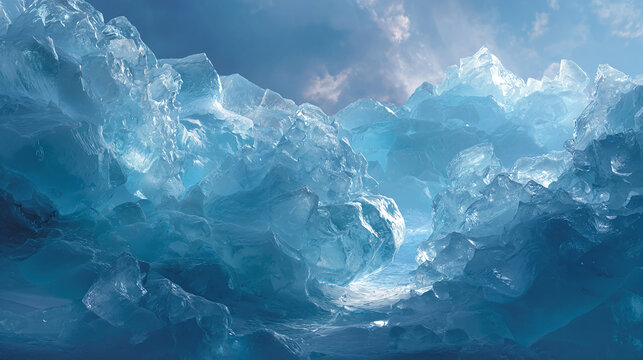 Glacial ice formation with a blue hue, showcasing the wonders of nature