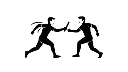 Fototapeta premium Two men running in silhouette style.
