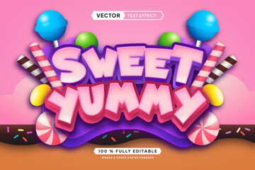 Text effect editable sweet yummy 3d gaming cartoon font style