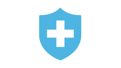 Fototapeta premium Blue shield with white cross symbol.
