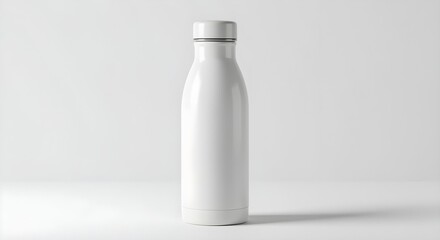 Reusable Water Bottle Minimalist Design Isolated on White Background