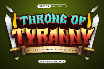 Text effect editable throne of tyranny 3d gaming cartoon font style