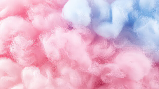Cotton candy texture with pink and blue fluffy clouds isolated on white background sweet treat for kids