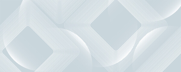 Abstract white geometric shapes background. Modern square lines pattern. Minimal geometric design. Futuristic concept. Suitable for posters, banners, brochures, covers, presentations, websites, design