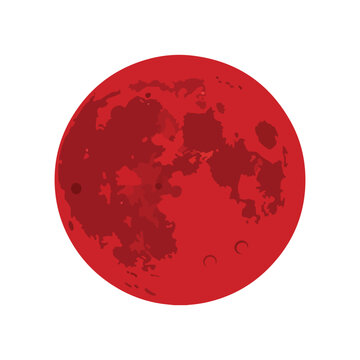 Red Moon Vector Illustration Isolated on White Background