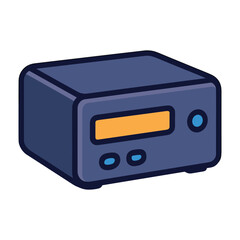 Fototapeta premium Electronic radio receiver with digital display flat vector
