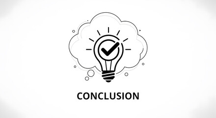 A light bulb with a check mark inside a thought cloud symbolizing a final solution or idea