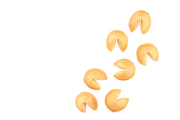 Naklejka premium Fortune cookies on a white surface for fun, isolated, PNG